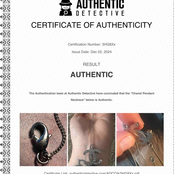 Chanel silver crystal CC necklace EUC w/ box and COA - Picture 8 of 8